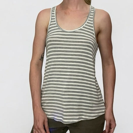 NWT Honeydew Intimates Heather Grey & White Striped Lace Back Tank Top