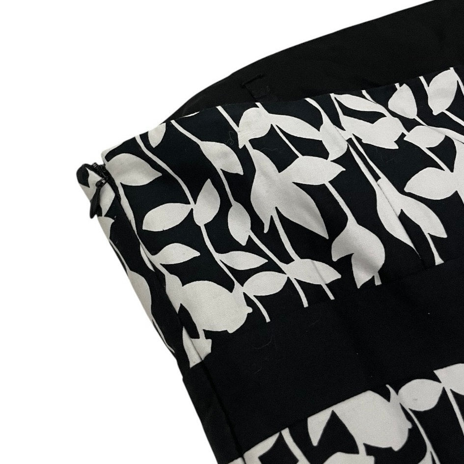 Ann Taylor LOFT Black & White Vine Print Strapless Dress