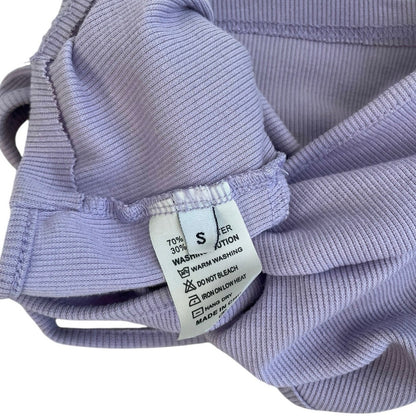 Light Purple Cropped Knot Front Ribbed Tank Top