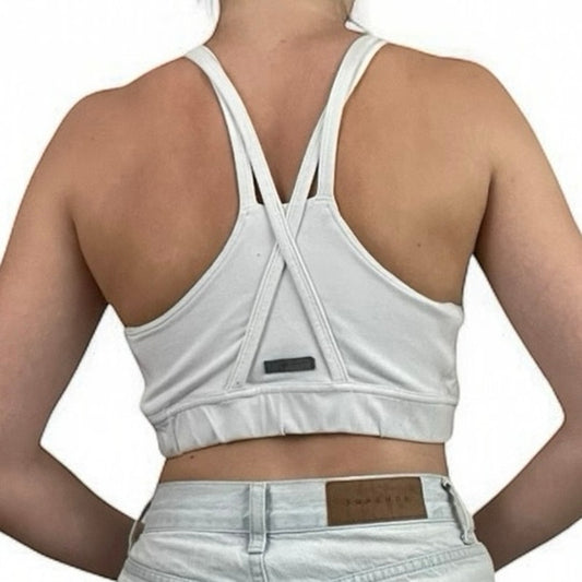 Oiselle White Racerback Criss-Cross Strappy Sports Bra