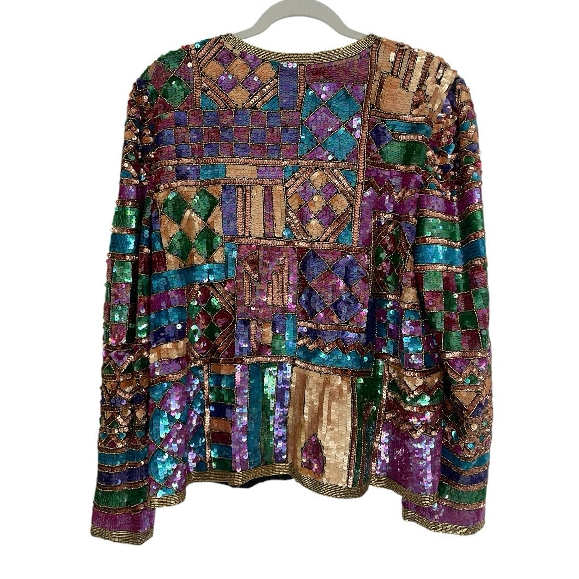 Laurence Kazar Vintage Geometric Sequin Beaded Evening Jacket