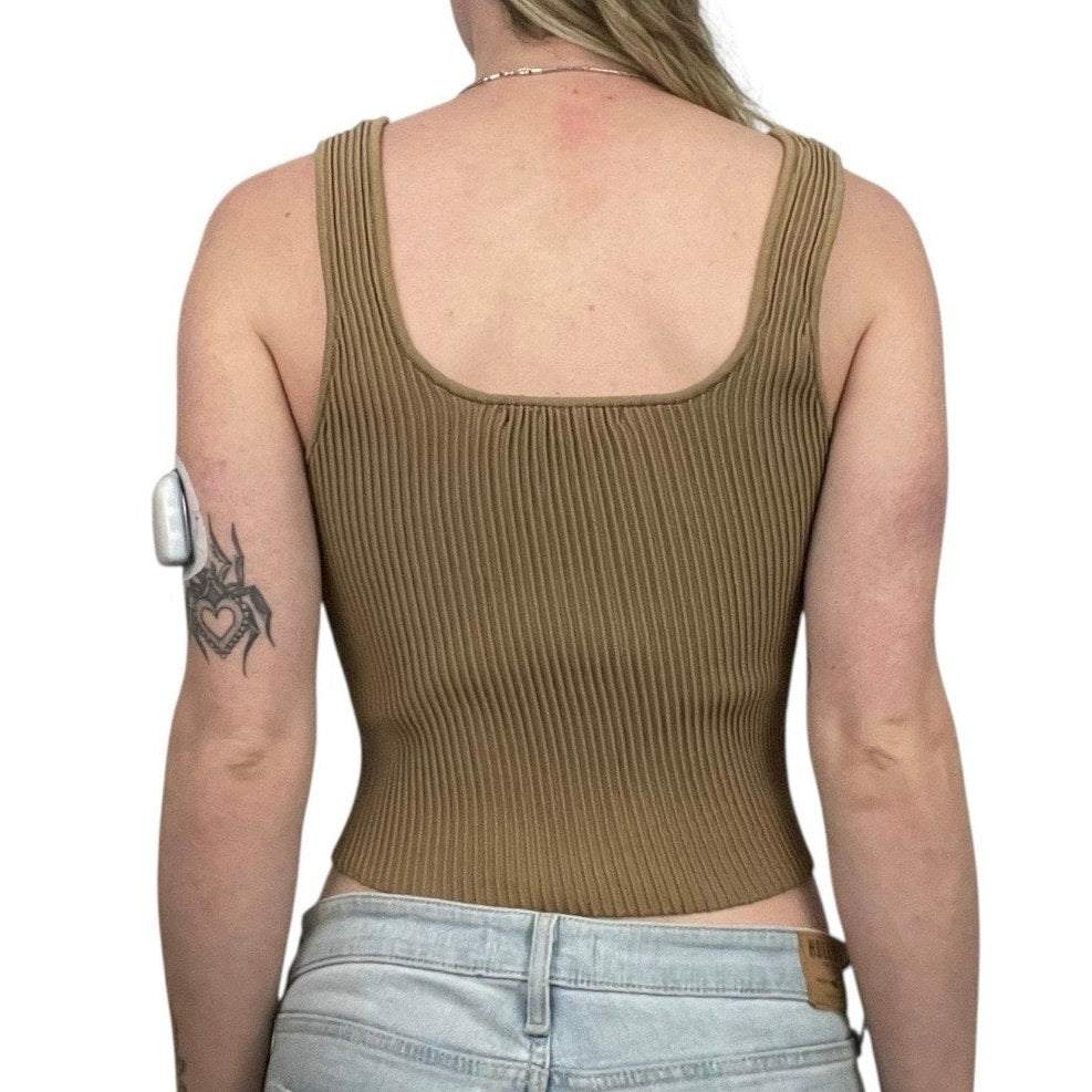 Forever 21 Beige Ribbed Tank Top