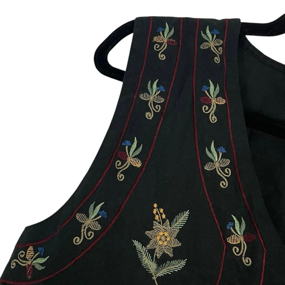 Bobbie Brooks Vintage Black Embroidered Button Down Vest