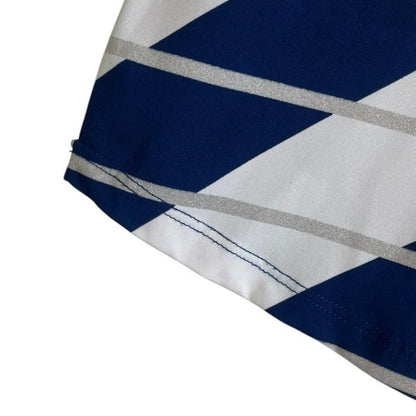 EP New York Navy Blue & White Striped Quarter Zip Active Short Sleeve Polo Shirt