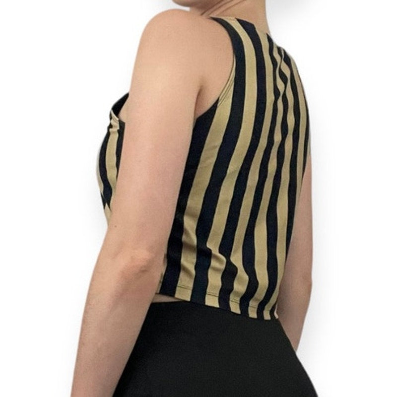 Zoozatz University of Colorado Black and Gold Striped Tank Top