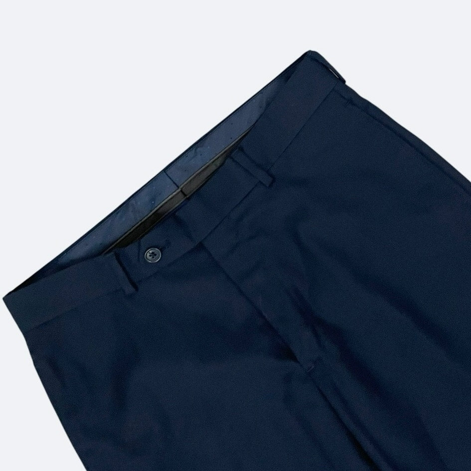 Pronto Uomo Mens Navy Blue Flat Front Dress Pants