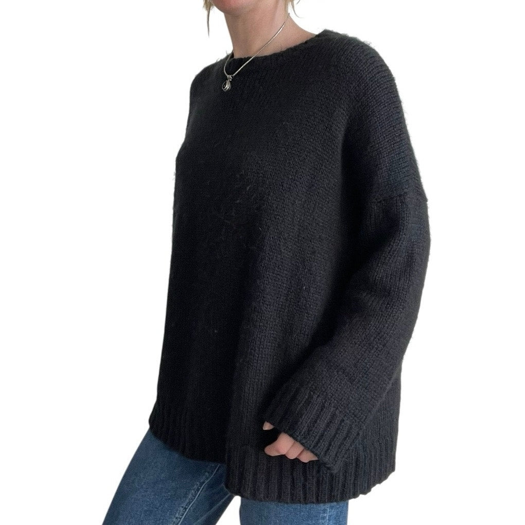 Wooden Ships Black Knit Crewneck Mohair x Wool Sweater