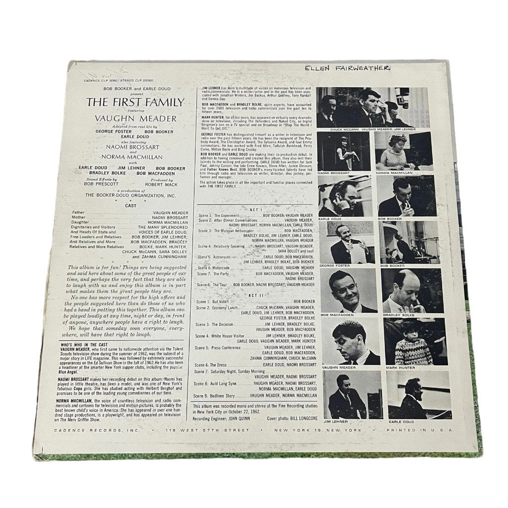 Bob Booker & Earle Doud Present The First Family Vinyl Record