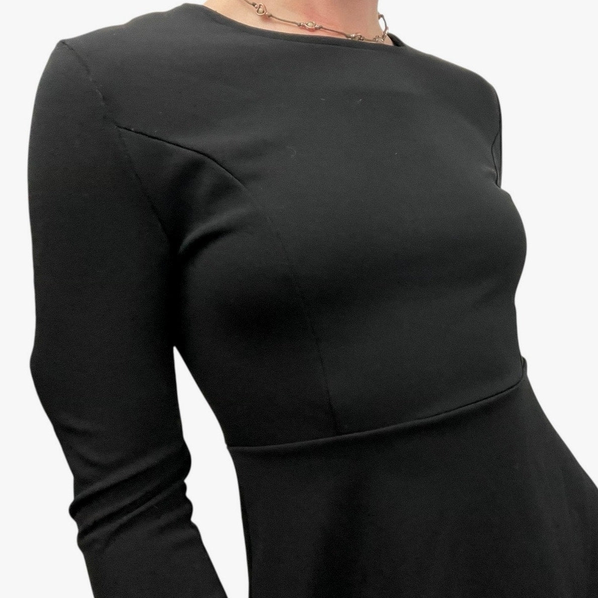 Jusfitsu Black Long Sleeve A-Line Mini Dress