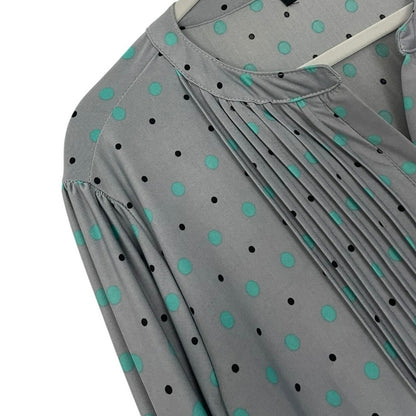 Reborn Grey & Teal Polka Dot 3/4 Sleeve Blouse