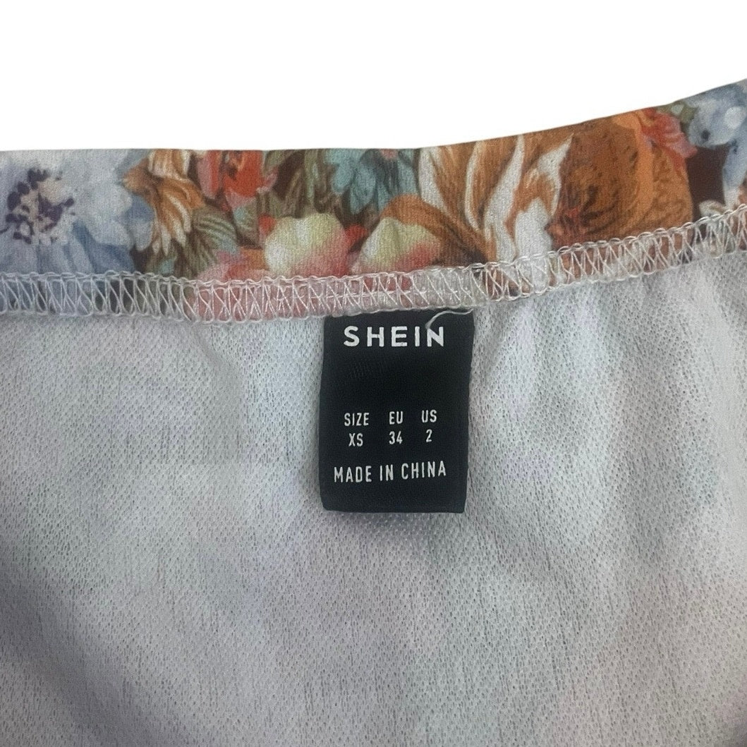 SHEIN Colorful Floral Print Bodycon Midi Skirt
