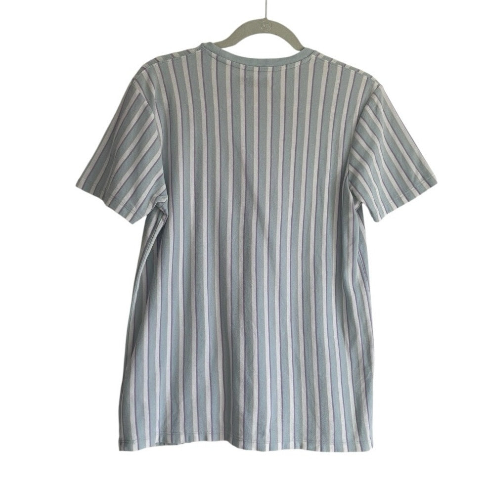 Topman Mens Blue & Purple Striped Short Sleeve Tee