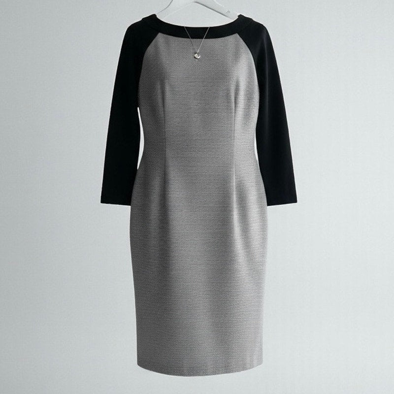Doncaster Black & White Houndstooth Cropped Sleeve Dress