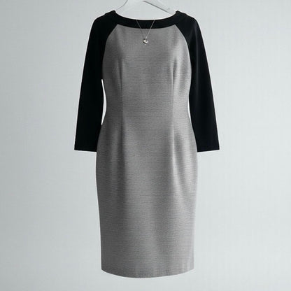 Doncaster Black & White Houndstooth Cropped Sleeve Dress