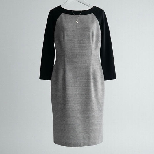 Doncaster Black & White Houndstooth Cropped Sleeve Dress