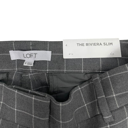 NWT LOFT The Riviera Slim Grey Gingham Trousers