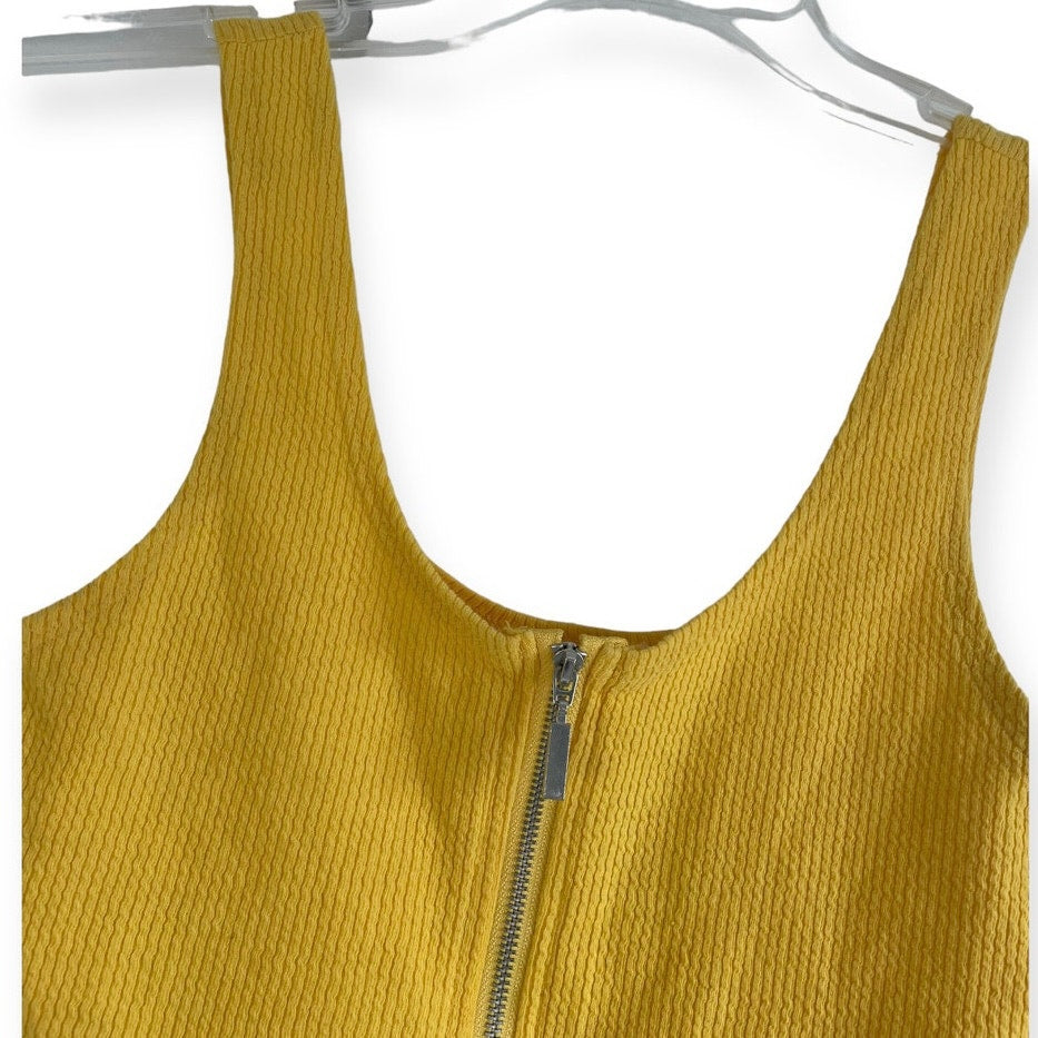 Me to We Essentials Yellow Cropped Zip Up Tank Top