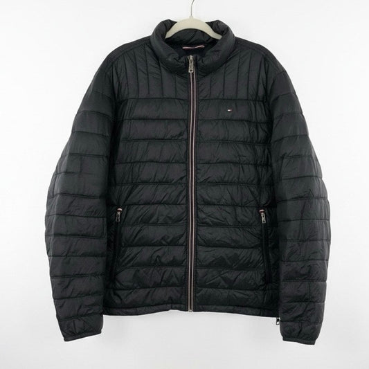 Tommy Hilfiger Mens Black Packable Zip Up Puffer Jacket