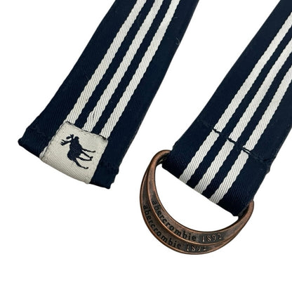 Abercrombie & Fitch Navy Blue + White Striped D-Ring Canvas Belt