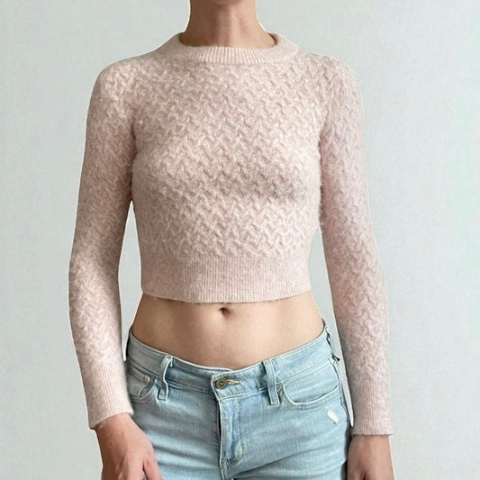 Lululemon Athletica Light Pink Alpaca Wool Knit Cropped Sweater