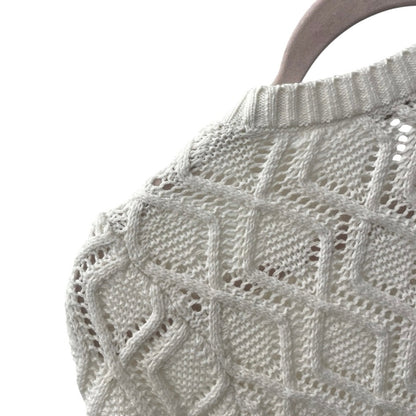 LOFT White Loose Diamond Cable Knit Crewneck Sweater