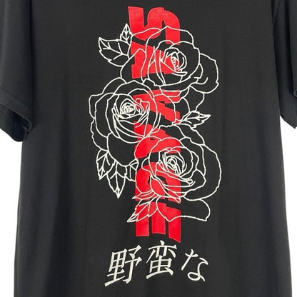 The Young & Wild! Mens Black Savage Rose Graphic Short Sleeve Tee