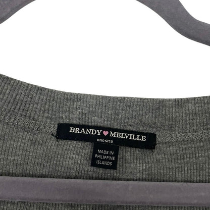 Brandy Melville Grey Long Sleeve Ribbed Top