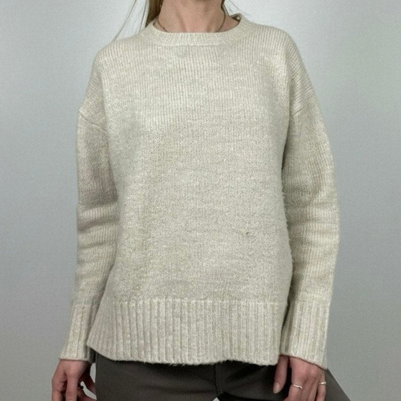 Zara Knit Cream Crewneck Sweater
