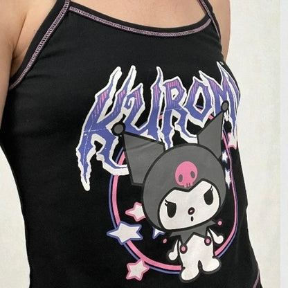 Kuromi by Sanrio Black Graphic Tank Top