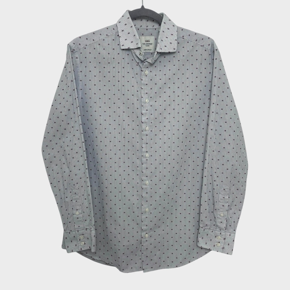 Ben Sherman Mens Blue & Red Tailored Slim Fit Button Down Shirt