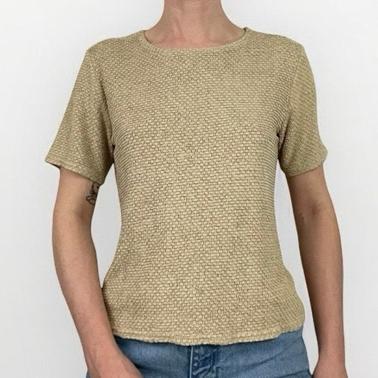 George Vintage Beige Textured Short Sleeve Blouse