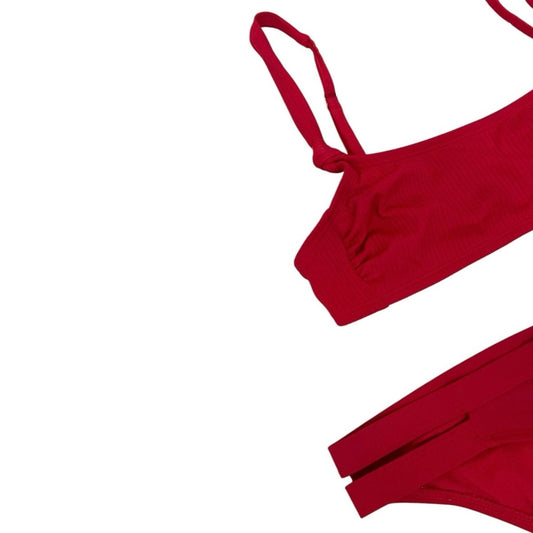Xhilaration Red Ribbed Bikini Set