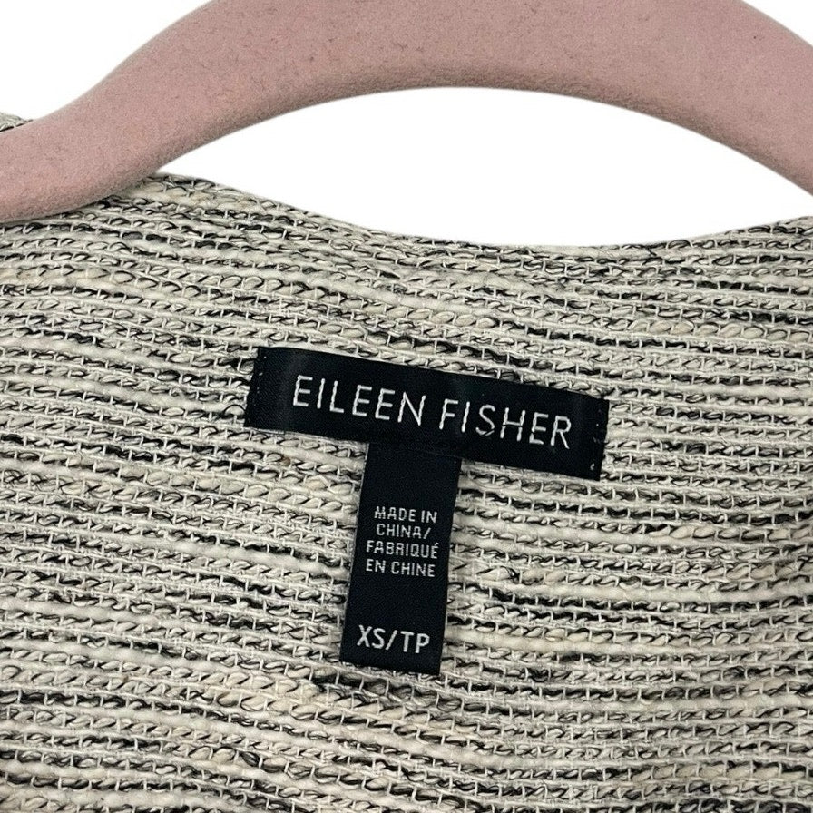 Eileen Fisher Grey Snap Button Down Cropped Sleeve Jacket