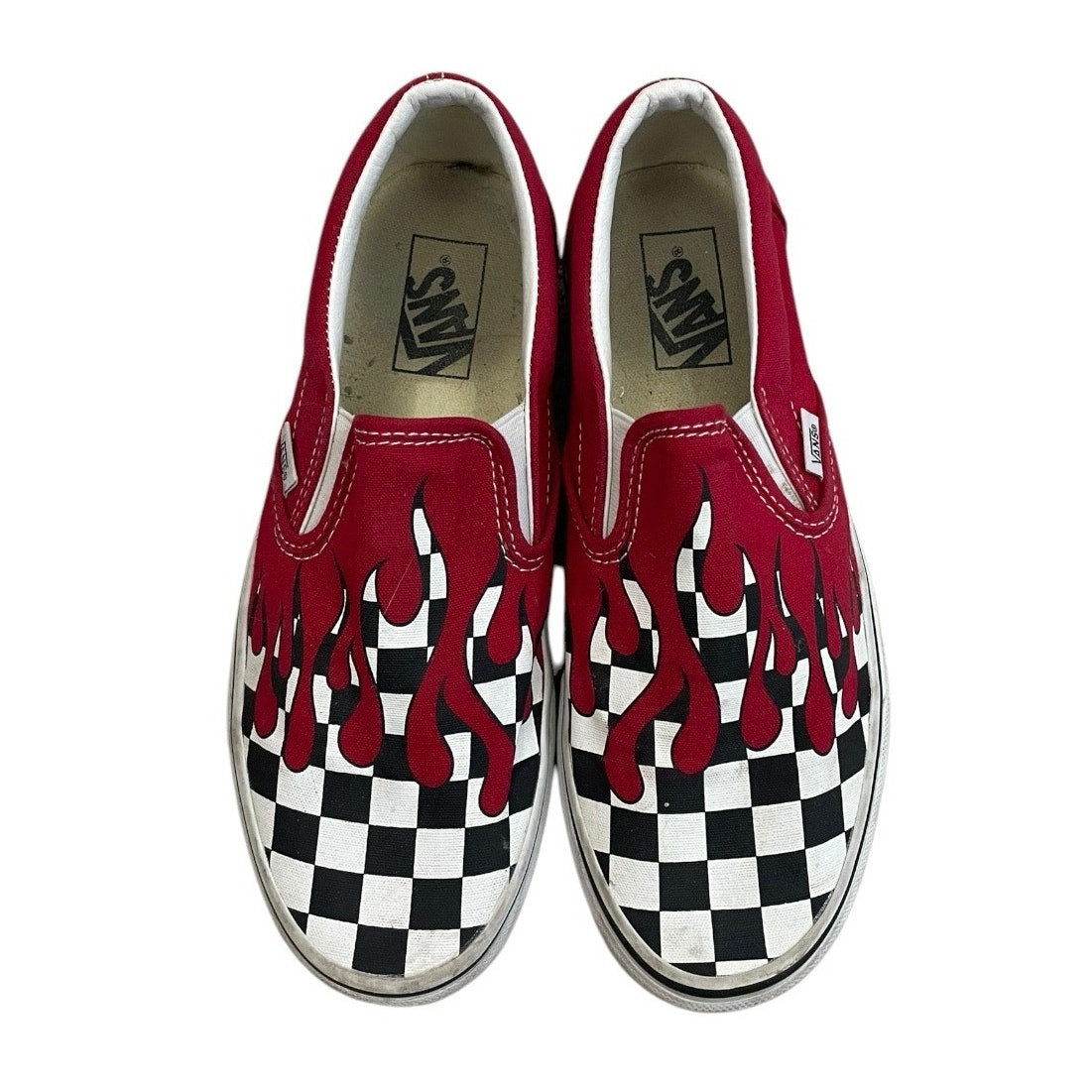 Vans Red Blood Drip B&W Checkered Canvas Slip On Sneakers