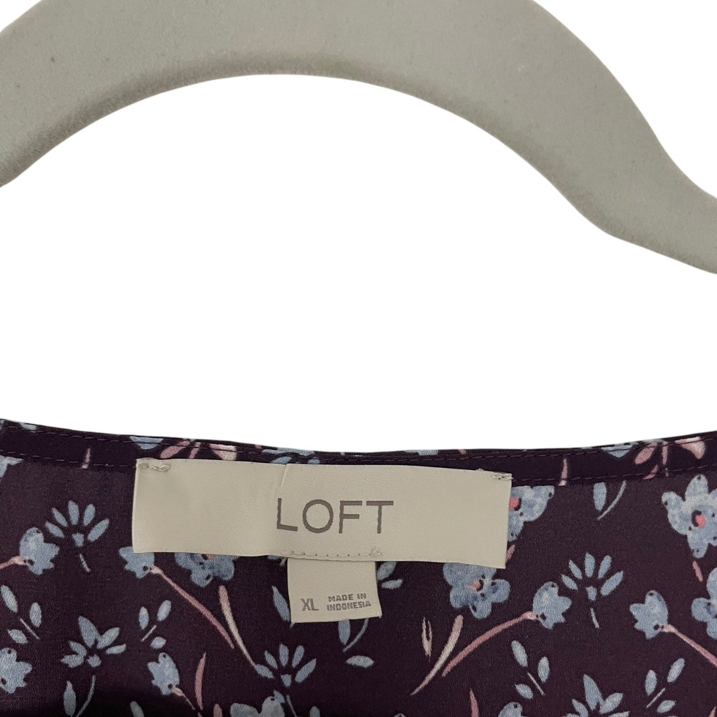 LOFT Purple Floral Button Down Long Sleeve Blouse