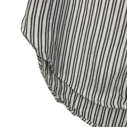 Universal Thread White & Grey Striped Button Down Cuffed Sleeve Blouse