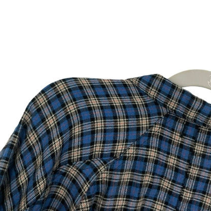 BDG Blue Plaid Oversized Flannel Button Down Top