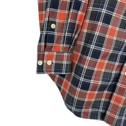Orvis Mens Blue & Orange Plaid Long Sleeve Button Down Shirt