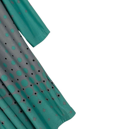 Reborn Grey & Teal Polka Dot 3/4 Sleeve Blouse