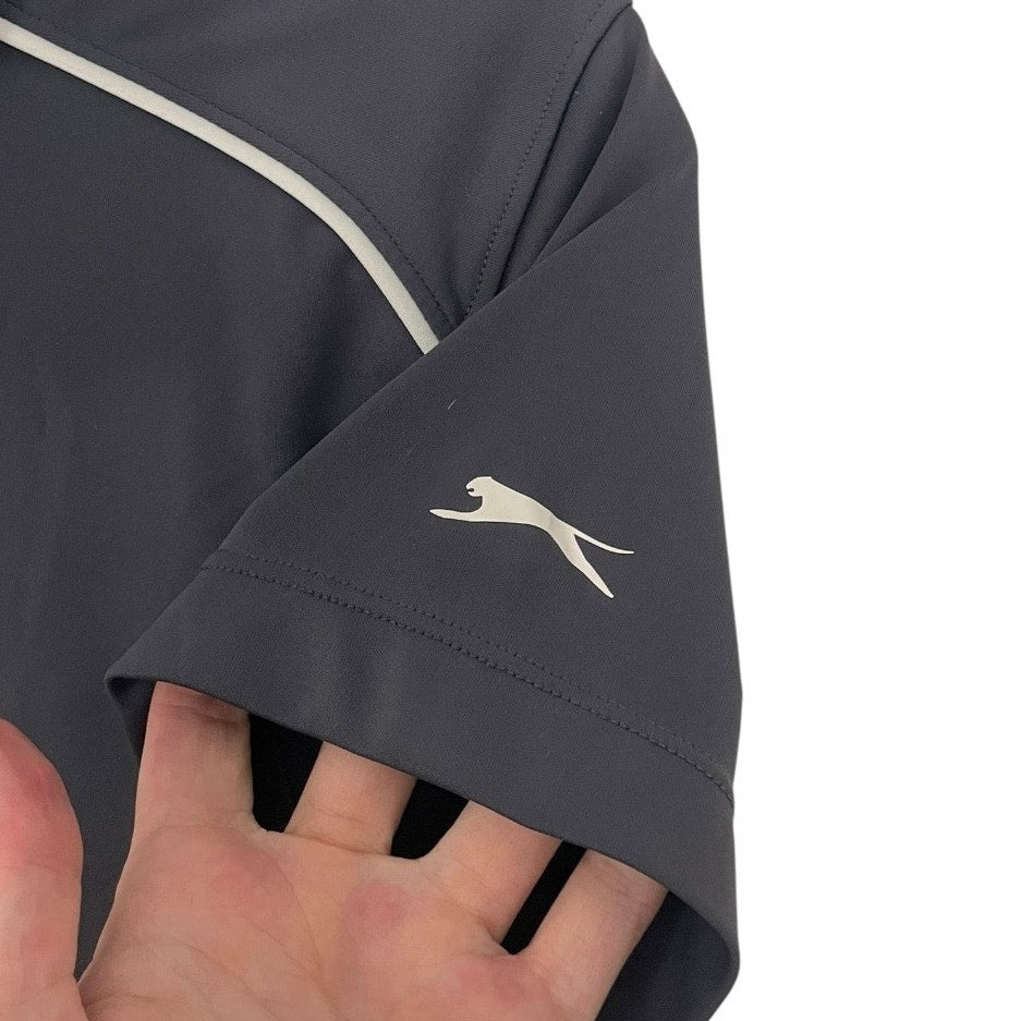 Slazenger Grey Short Sleeve Quarter Zip Active Golf Polo Shirt