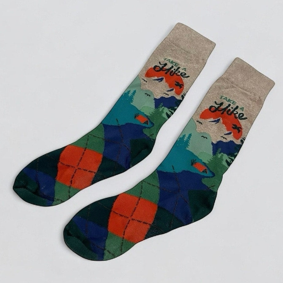 NWOT K. Bell Take A Hike Landscape Mid-Calf Socks
