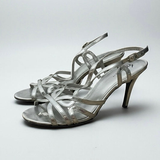 Fioni Night Silver Strappy Open Toe Stiletto High Heels