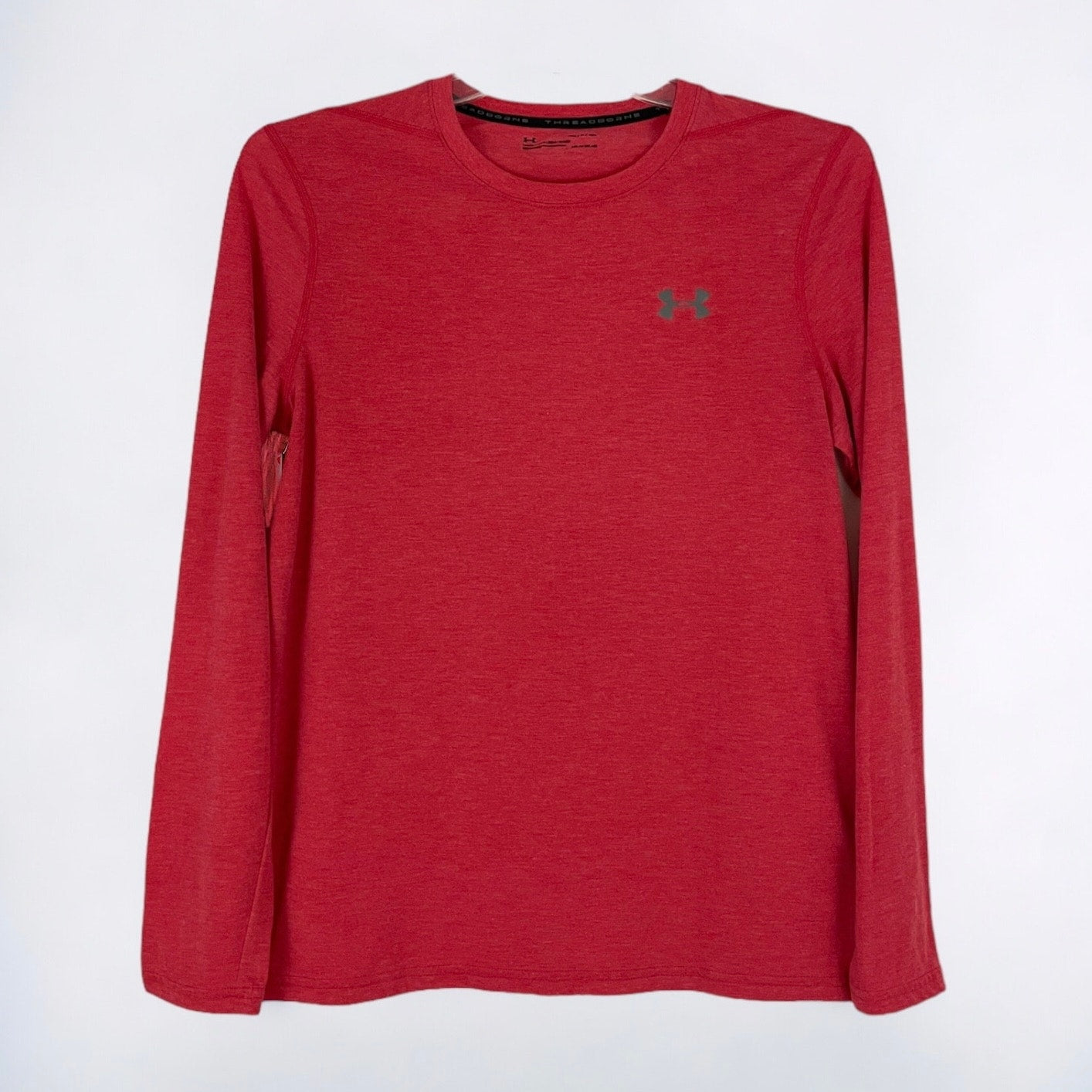 Under Armour Mens Threadborne Heatgear Loose Red Long Sleeve Top