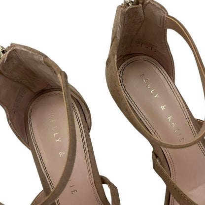 Kelly & Katie Courtnee Taupe Faux Suede Strappy Stiletto Heels