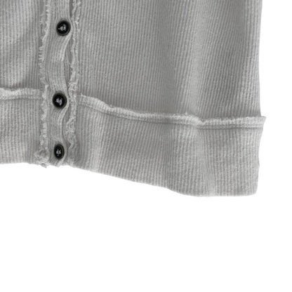 We The Free White Ribbed Button Front Puff Sleeve Cropped Top