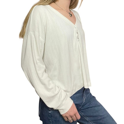 Z Supply Cream V-Neck Ribbed Sweater
