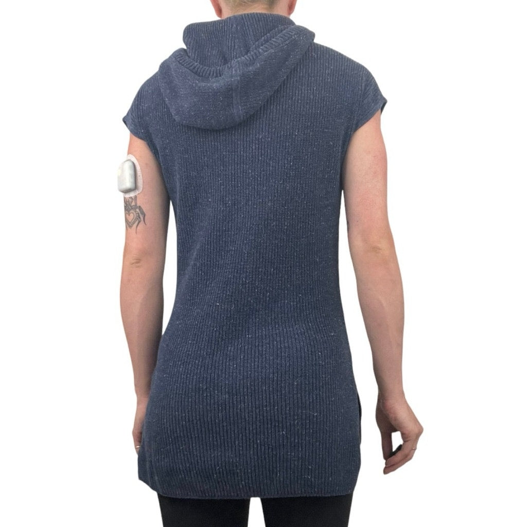 Athleta Navy Blue Soft Knit Sleeveless Hoodie