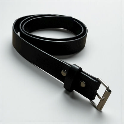 Black Leather Silver Buckle Belt