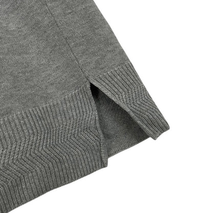 Jeanne Pierre Grey Cropped Sleeve Crewneck Sweater