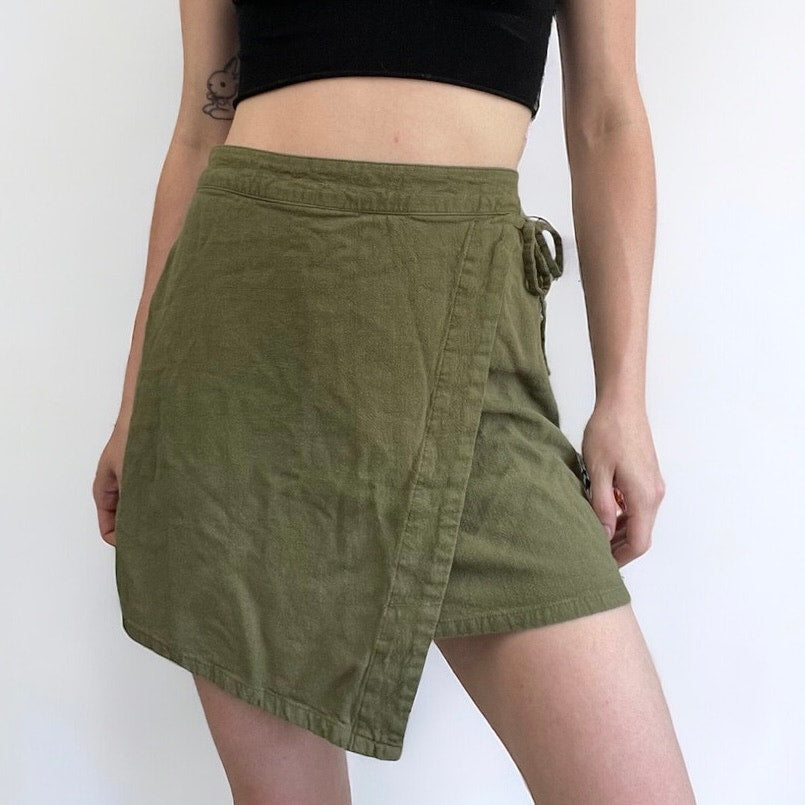 And ea wy Olive Green Asymmetrical Mini Skirt